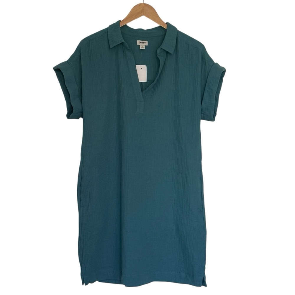 NEW J. CREW Factory Short-sleeve gauze popover dress in Atlantis Size‎ Small - Picture 4 of 7
